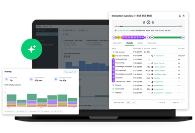 UI showing AI call features.