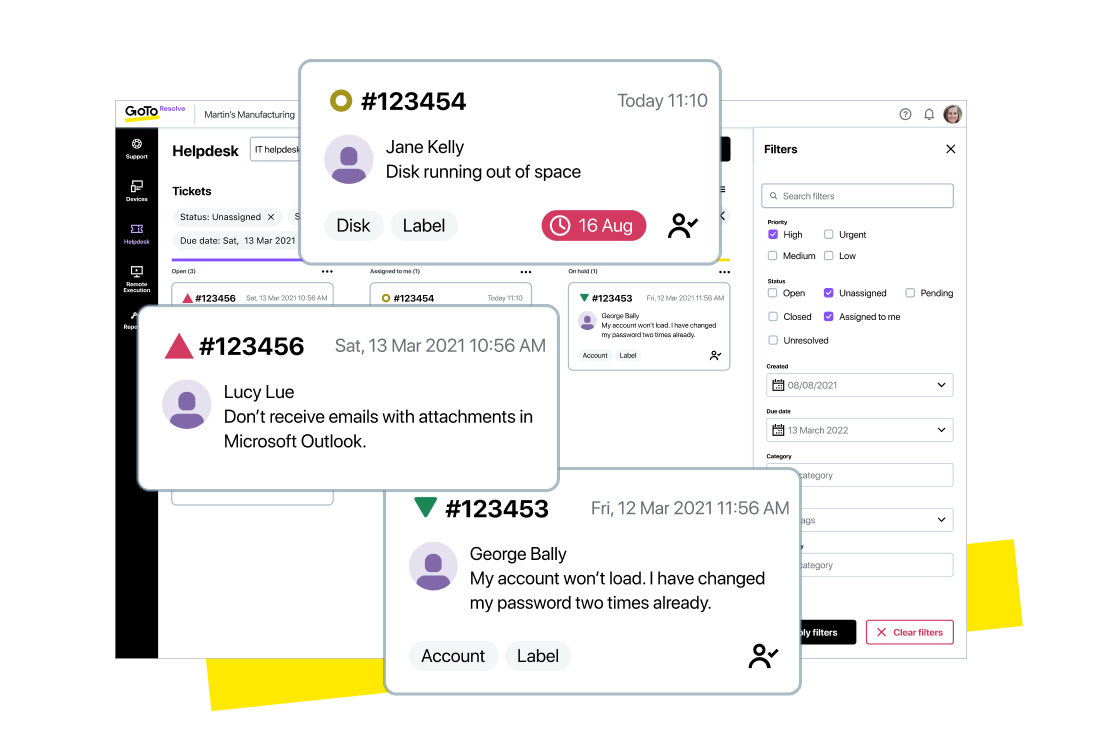 Our web-based help desk console uses a modern, intuitive ticket queue.