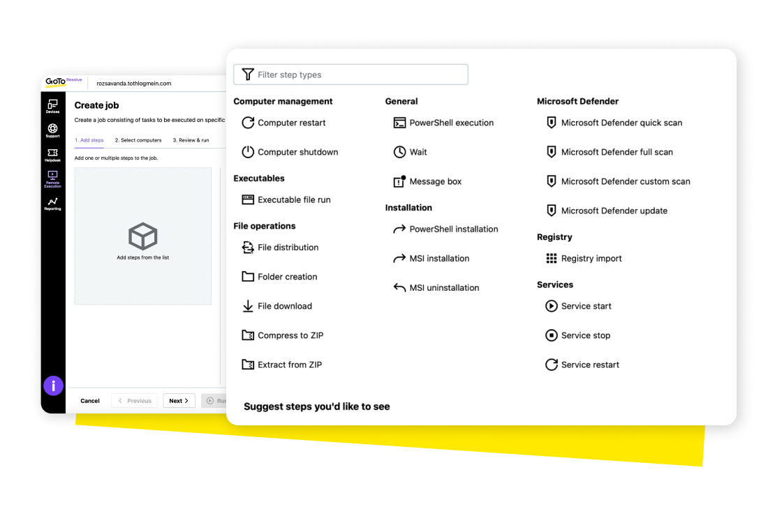   GoTo Resolve automatizando las tareas de TI en la pantalla de un portátil.