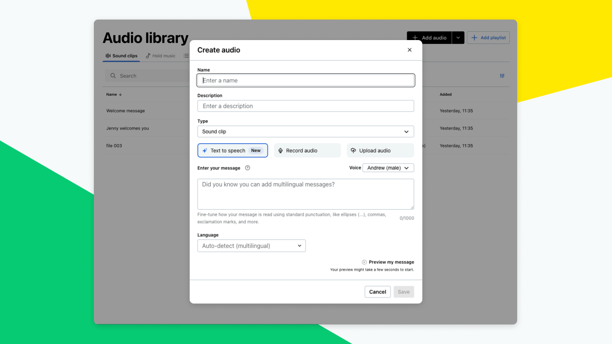 Screen showing how to easily create professional sound clips with AI by simply typing out your script.